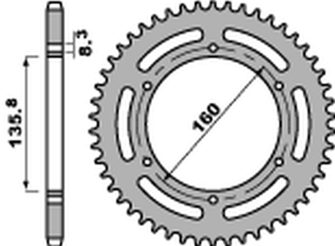 PBR rozeta 3552 44 C45 BMW F 650, APRILIA PEGASO 650 07-09 (JTR5.44) (řetěz 520) (MADE IN ITALY)